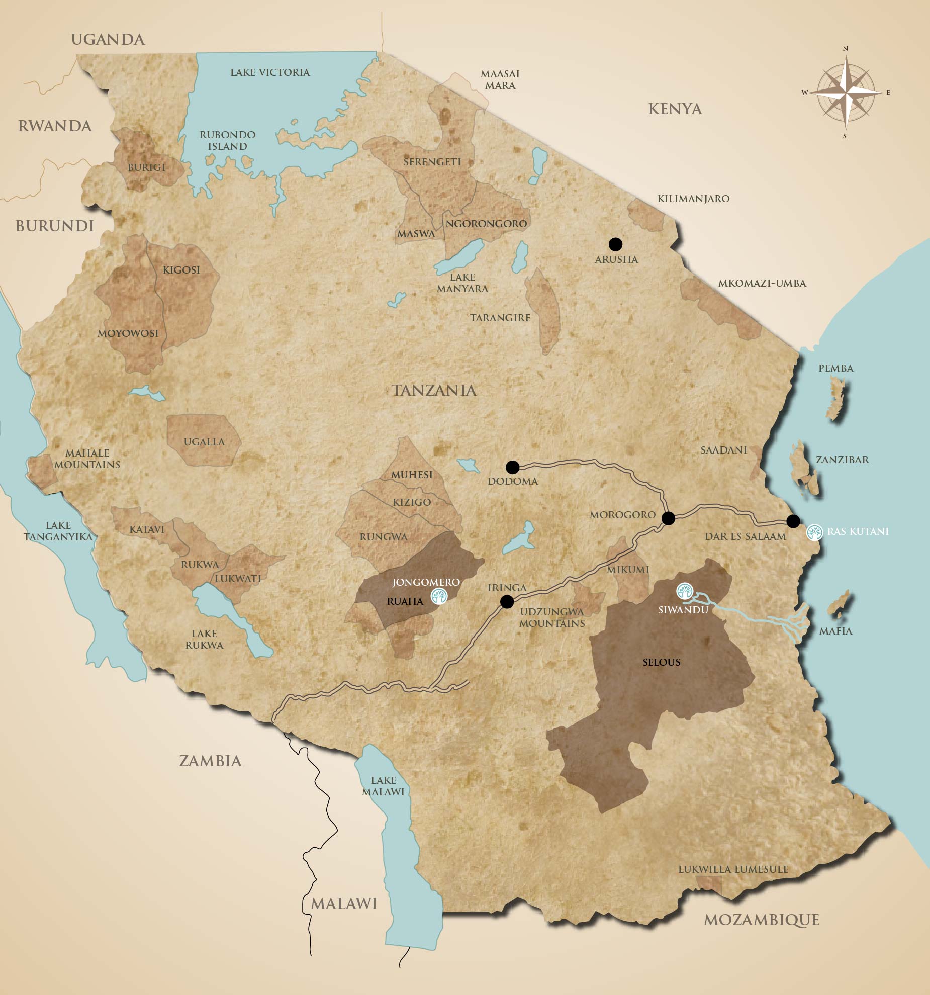 Tanzania Safari Map